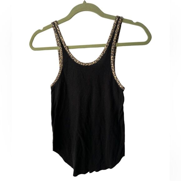 Victoria’s Secret PINK Black Ribbed Tank Top with Cheetah Detail size XS - Picture 1 of 6